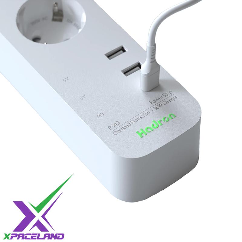  چندراهی برق 3 خانه ارت دار مجهز به شارژر 30 وات هادرون کد p343