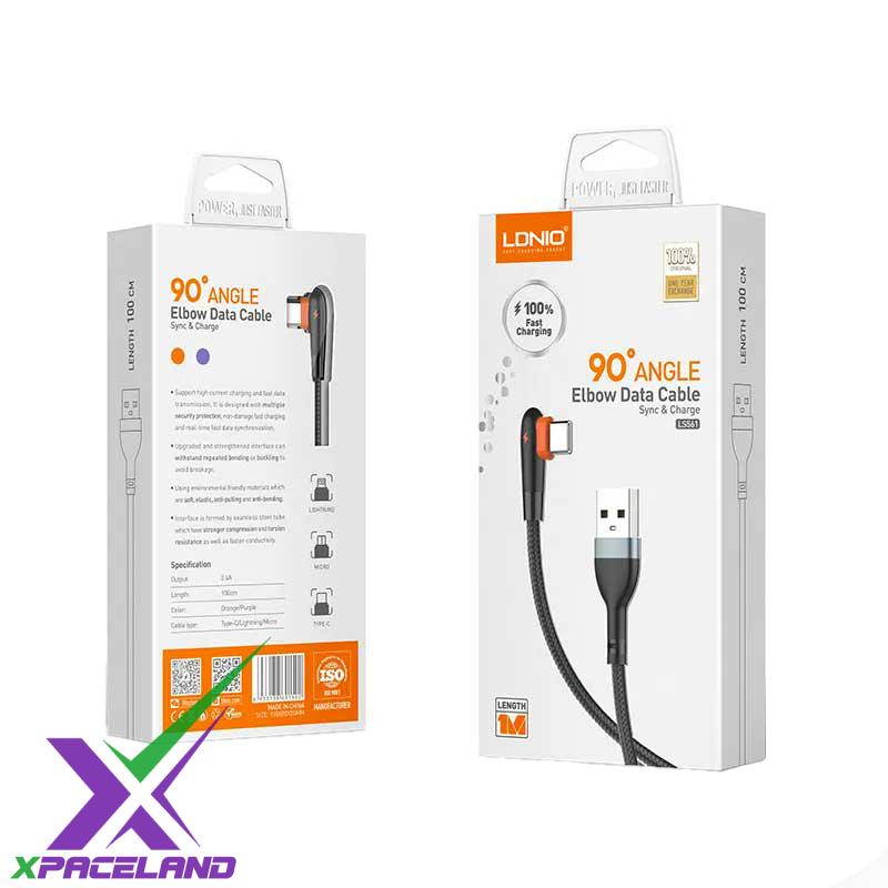قیمت کابل شارژ آیفون 90 درجه LDNIO مدل LS561